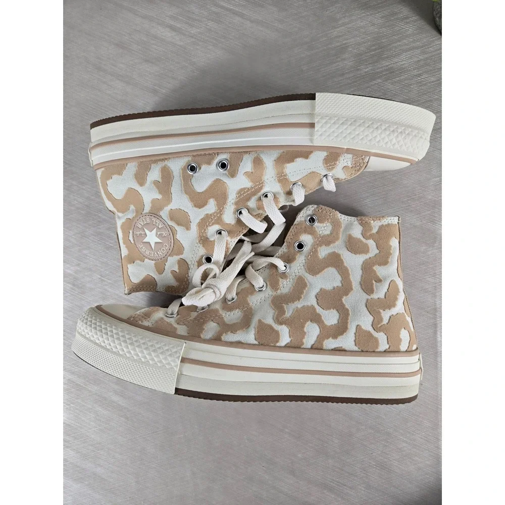 Converse Chuck Taylor All Star EVA Lift Hi Animal Print A11112C Tan White 5.5Y